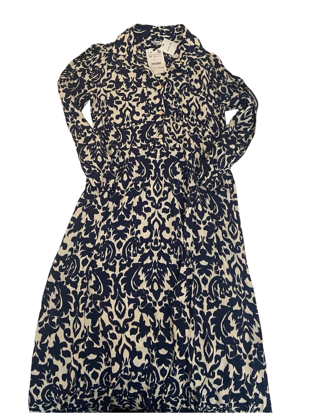 NWT ZARA PRINTED LONG SLEEVE MAXI DRESS SIZE MEDIUM